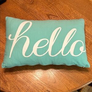 Home Accent Pillows Turquoise "hello" Decorative Pillow